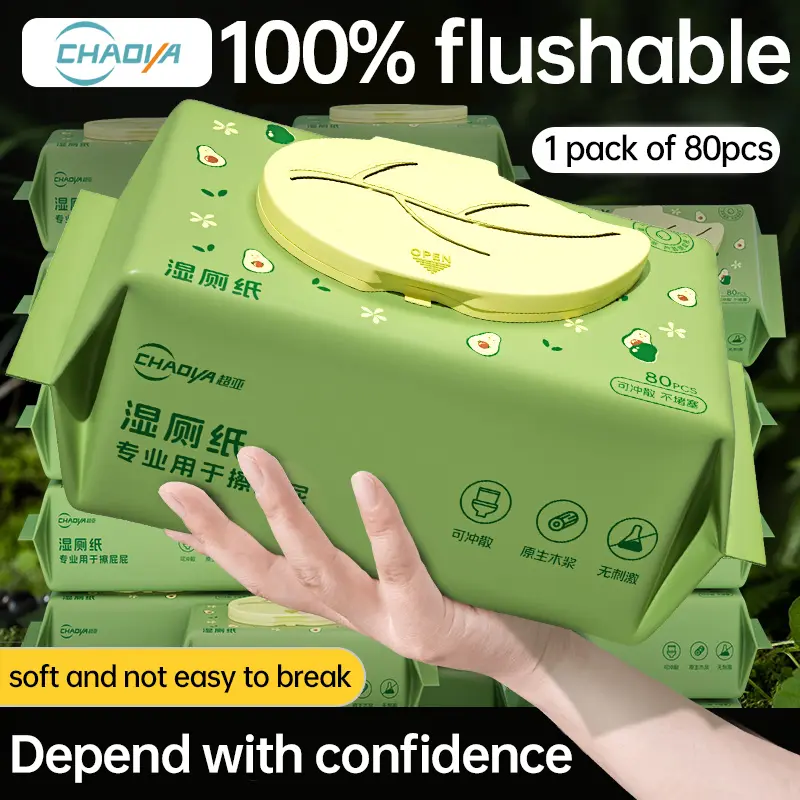 Flushable Wet Toilet Paper Wipes, Thick Soft Bathroom Wipes for Adults, Large Size Moist Toilet Tissue, Gentle Toilet Wipes for Home, Travel and Everyday Use