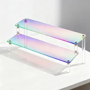 Flash Rainbow Color Acrylic Staircase Display Rack, Display Stand Set, Handmade Figure Showcase, Home Decor, Anime Model Storage, Perfume Cosmetics, Display Racks Reflect Colors From Angles, Self-assembly