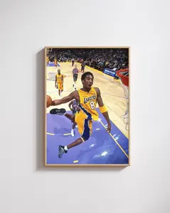 Kobe Bryant Dunk Poster, Vintage Lakers Wall Art, Basketball Legend Print, Motivational Sports Poster, Mamba Mentality Decor