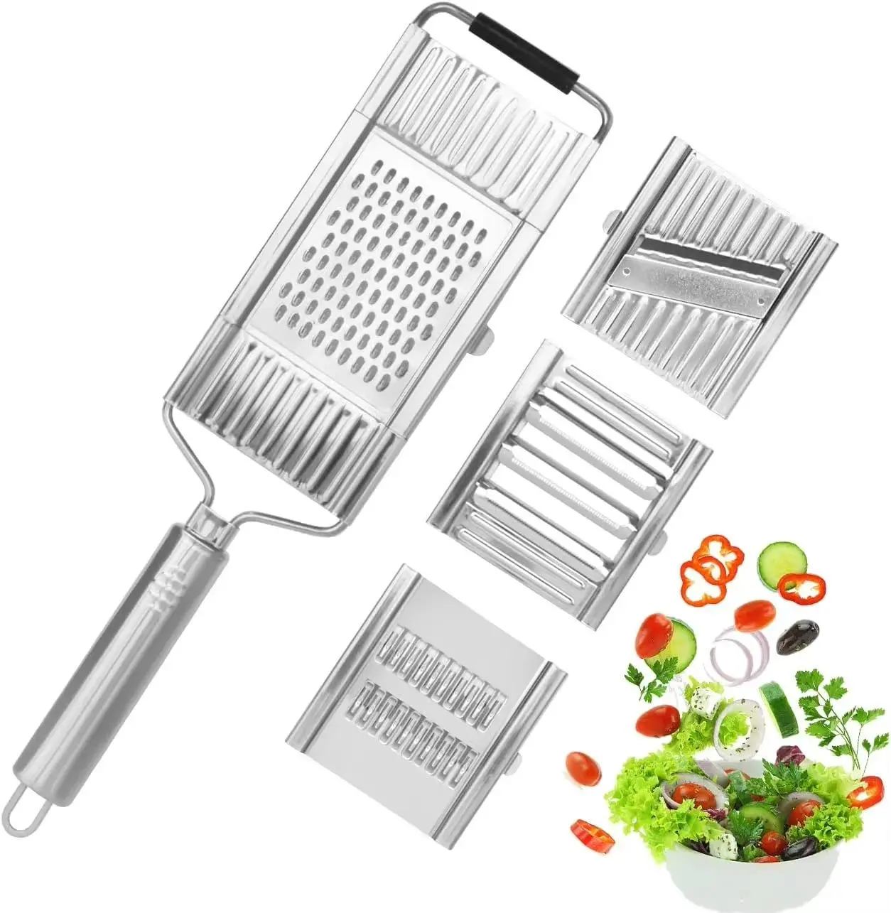 Stainless Steel 4 in 1 Multi-Purpose Vegetable Slicer,with 4 Adjustable Blades for Various Vegetables，An excellent gift choice
