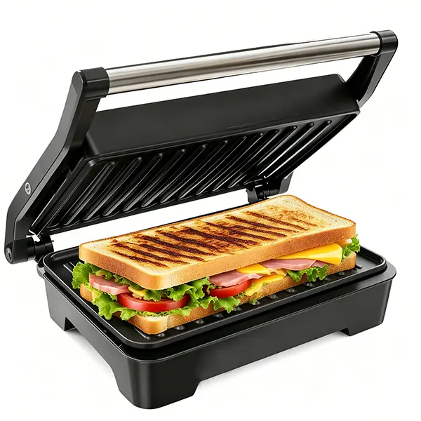 Electric Sandwich Maker, Electric Sandwich Toaster 850W Fast Heating Panini Grill Machine Non-Stick Plate Detachable Oil Tray Home Breakfast Maker,Household Kitchen Electric Grill Appliance press double-sided suste assmokeless hot dog cheese pan
