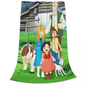 Heidi Alpine Girl Anime Blanket Soft-padded modern-style coral  blanket Spring/Fall dual-use ultra-thin blanket for home and travel  Christmas gift Dream Weave Home