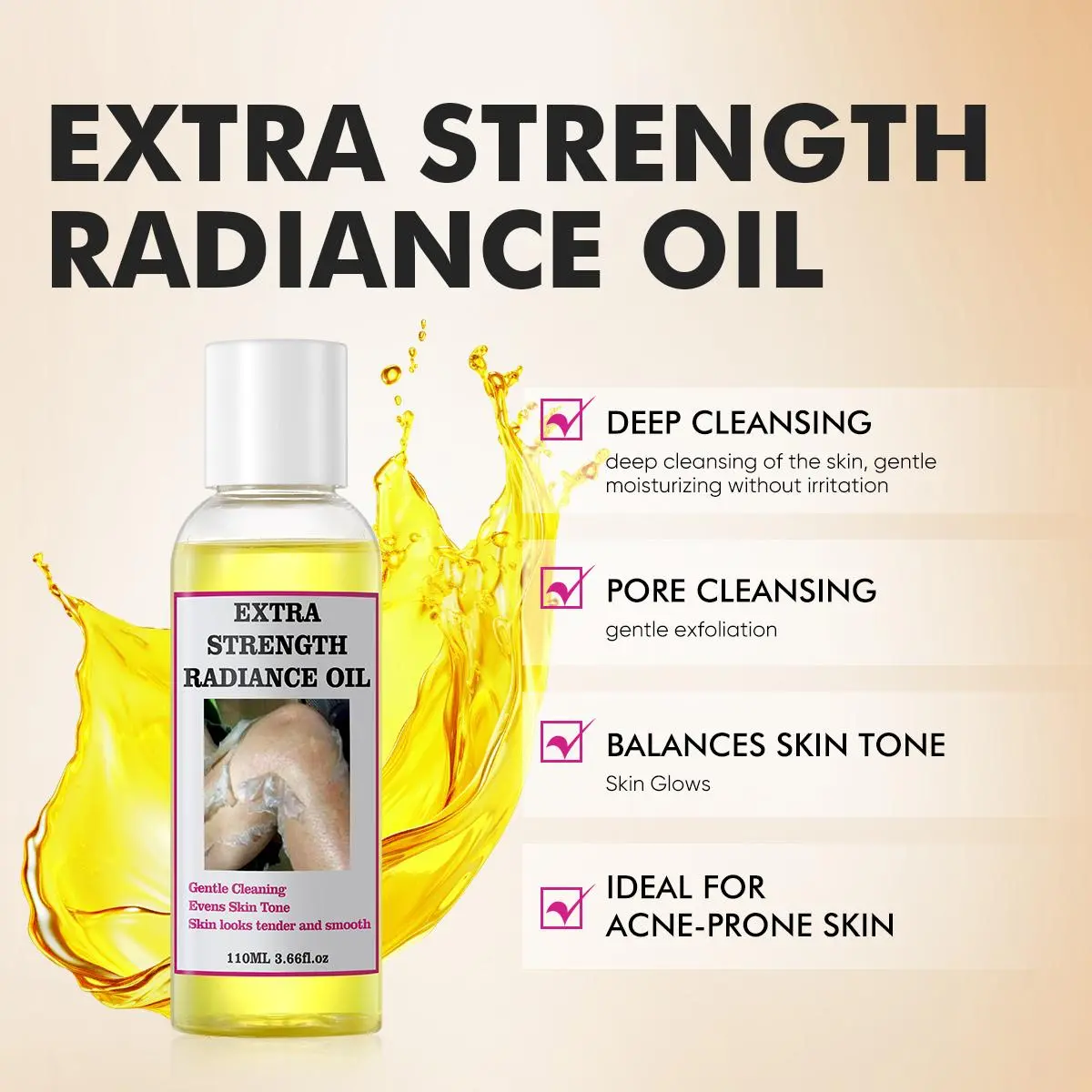 【MOOYAM】【FDA】Skin Exfoliating & Brightening Face Oil with Centella Asiatica & Camellia Leaf Gently Exfoliates Cleanses Evens Tone Boosts Radiance