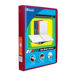 Bazic  BAZIC 1/2" Burgundy 3-Ring View Binder w/ 2-Pockets Case of 12