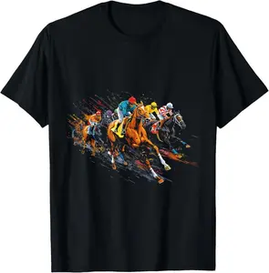 100% Cotton Funny Horse Racing Jockey Racer Derby Rider Race Track T-Shirt