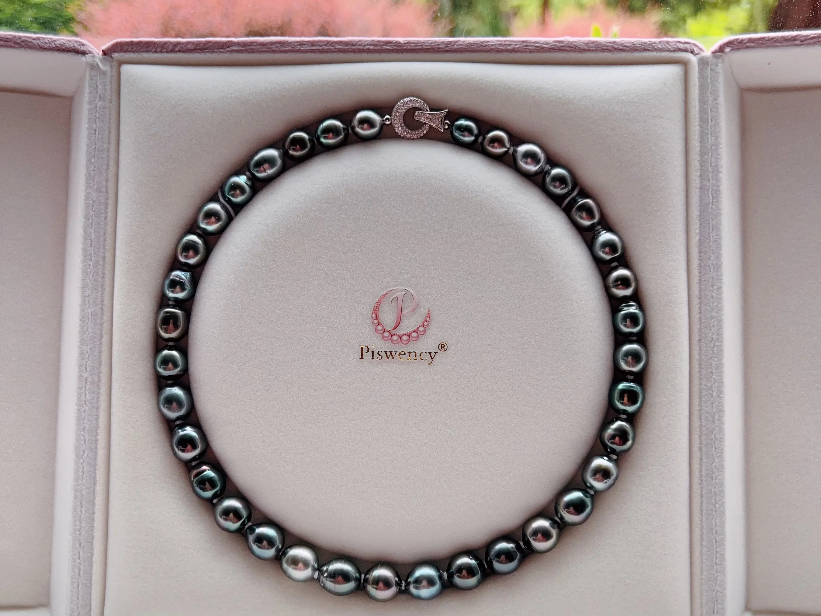 Piswency Guild Certified Genuine Tahitian Black Pearl Necklace, Multicolor Luster Saltwater Baroque Pearl Full Strand Necklace, Gift for Her
