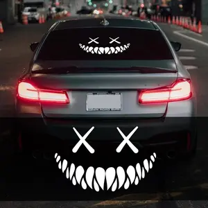 Demon Smiling Face Car Sticker Rear Windshield Door Cover Personalized Body Decoration Sticker Window Sticker Universal Car Sticker Car Decals Decal For Cars