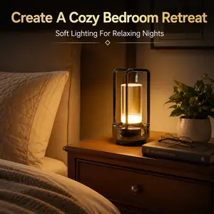Cordless Rechargeable Table Lamp with Touch Control, Stepless Dimming & 3 Color Modes, Portable Wireless LED Bedside Lamp, 5000mAh Battery for Bedroom, Restaurant, Patio, Camping & Home Decor