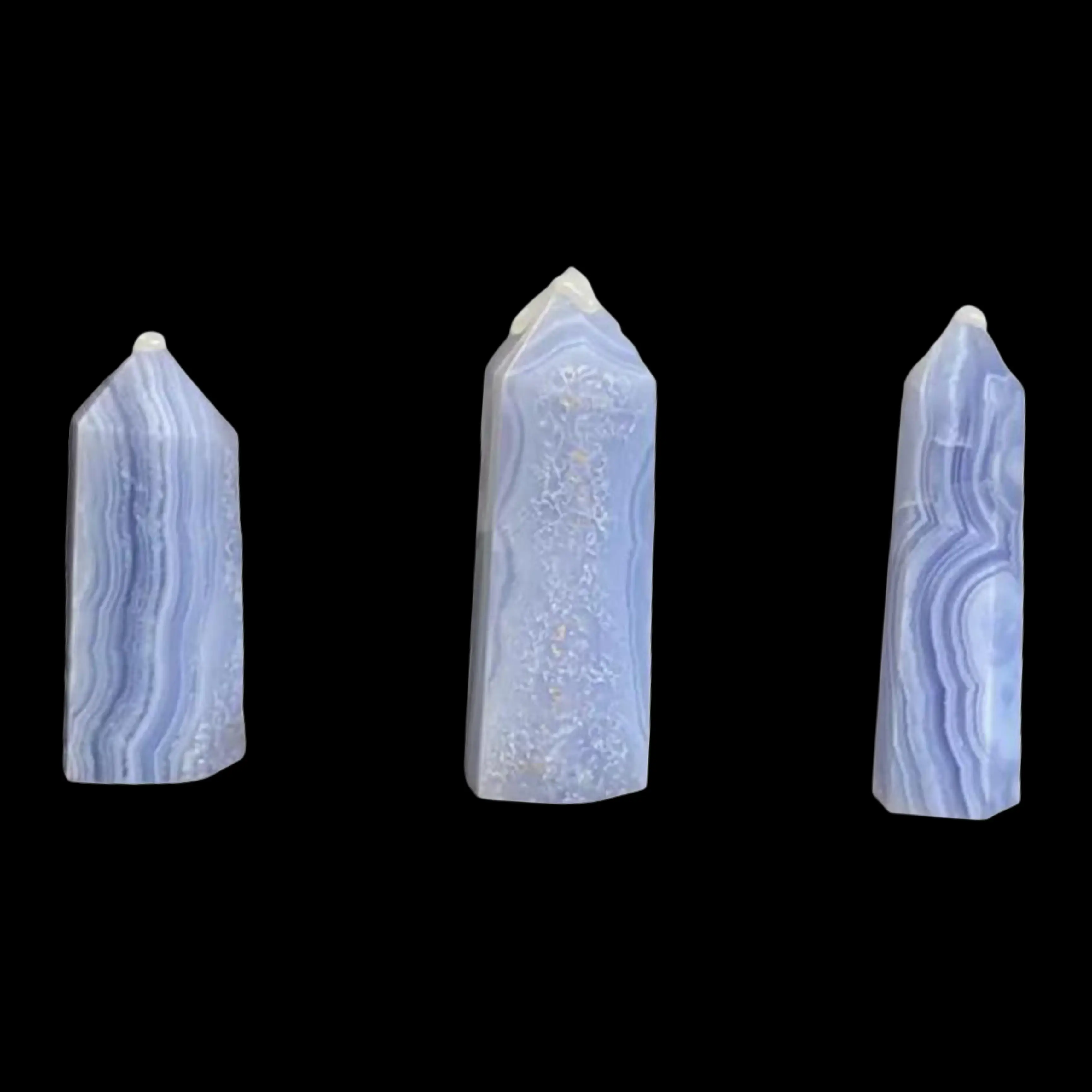 [Crescent Cast] All Blue Lace Agate - Natural Crystal Towers