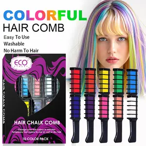 Hair Chalk Comb Set, 10pcs/set Temporary Hair Dye Comb, Hair Styling Accessories for Women & Girls, Hair Color Tool for Party, Daily Clothing Decor