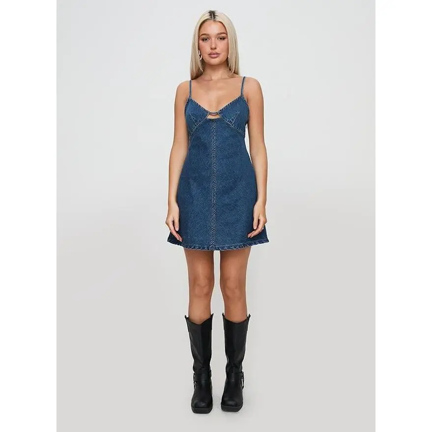 princess polly arwen denim mini dress Princess Polly Women's Arwen Denim Mini Dress Blue