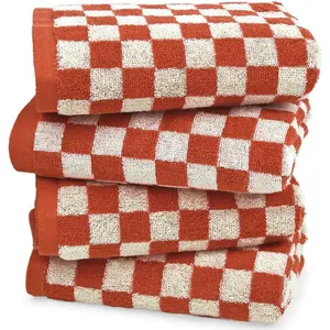 Checkered Hand Towels (13x29 Inches) - Kitchen Hand Towels Pack of 4, Absorbent  Rags for Bathroom  Gym Pool Swim