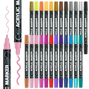 Acrylic Paint Markers, 24 Color Paint Pens Acrylic Markers for Rock Painting, Wood, Ceramic, Glass, DIY Crafts & Art Supplies