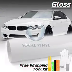 Gloss Glossy White Car Vinyl Wrap Sticker Decal Film Air Release Bubble Free