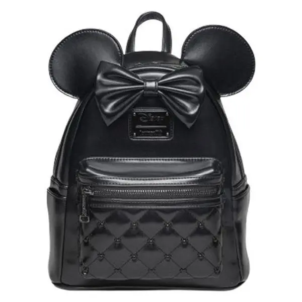 Loungefly Women's Disney Minnie Mouse Classic Midnight Iridescent Studded Details PU Leather Mini Backpack - Lightweight, 707 Street Exclusive