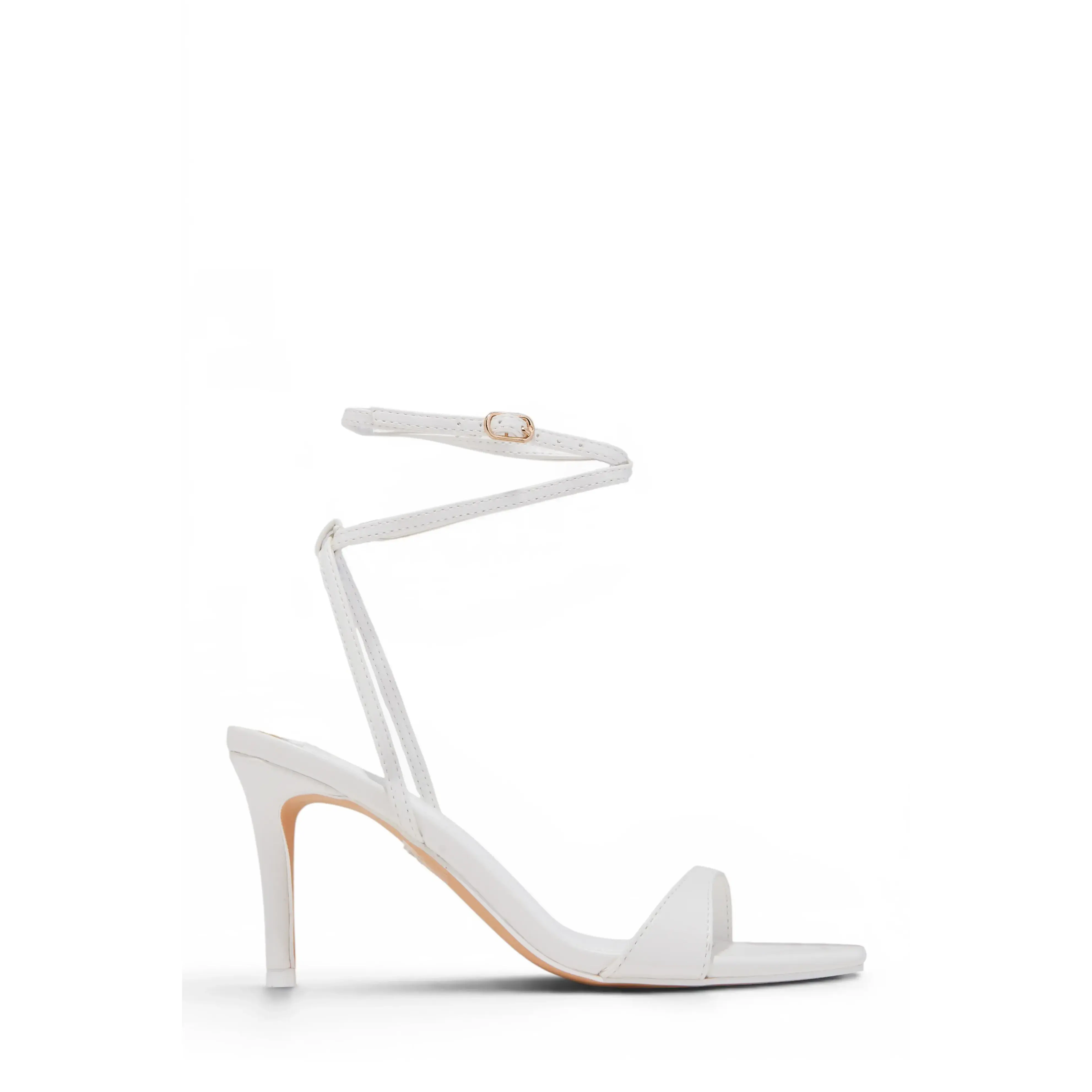 Viana Ankle Strap Mid Heels - White