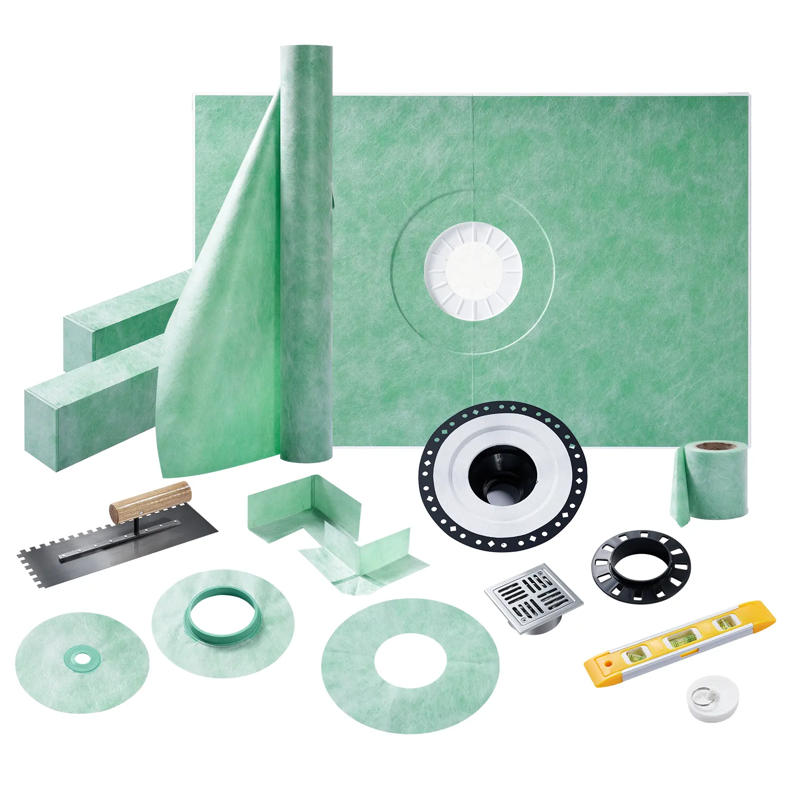 AMERLIFE Shower Curb Kit with Complete Shower Kit- Tray, Curb, Membrane, Seals, Bonding Flange, Corners, Trowel & Level, Tray
