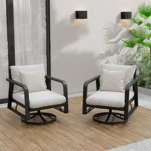 Aluminum Outdoor Swivel Rocking Chairs 2 Piece Set，Swivel Patio Chairs for Porch Deck Balcony Garden (Silver Gray)