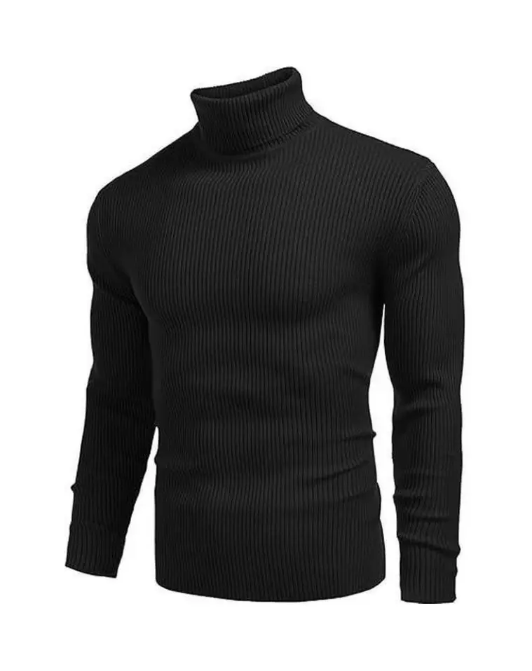 COOFANDY Fall Outfits Men's Black High Neck Slim Fit Knitted Turtleneck Sweater - Best Choice for Winter Casual Wear & Layering - Long