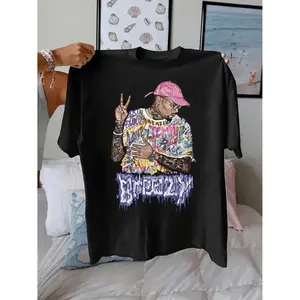 [100% Cotton]  1Pc Black Graphic T Shirt With Graffiti Art Colorful Lettering Streetwear Fashion Casual Tee For Women Teens Machine Washable Birthday Holiday Gift Everyday Urban Style Shirt Shirt Trendy Outfit Lettering Golf Gift T-Shirt For Men And Women