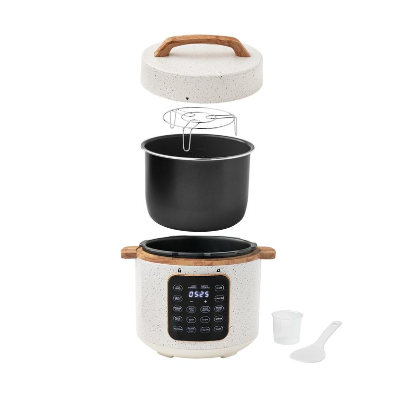 The Pioneer Woman Linen Speckle 6-Quart Pressure Cooker with Touch Control Display