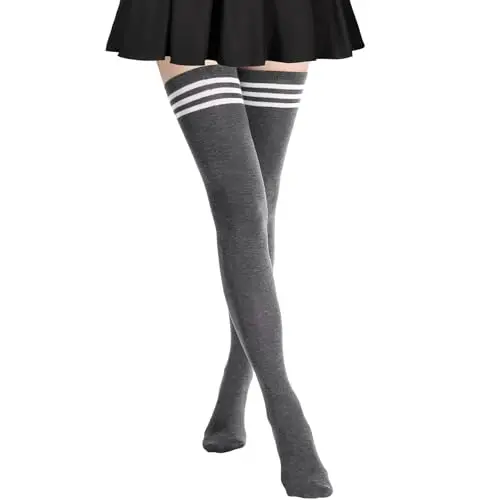 1 Pair : Dark Grey With Stripe