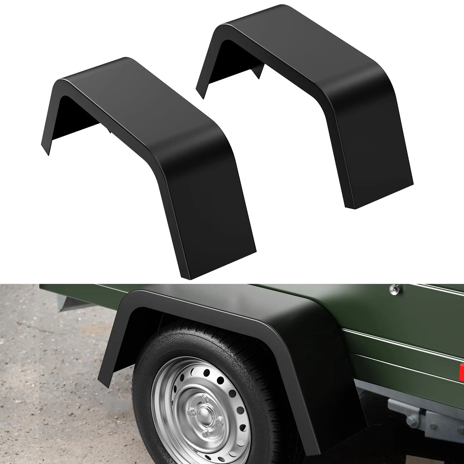 GARVEE Trailer Fenders,2 Pack Trailer Fenders Single Axle Fit 14"-16" Boat Trailer Fenders Wheels,Heavy Duty 14 Gauge Steel Car Hauler Trailer,Cargo Trailer,Utility Trailer,Landscape Trailer