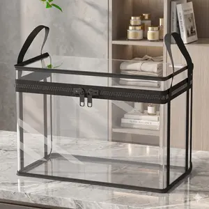 Large Transparent Plastic Storage Box with Zipper Flip Lid, Durable High-Capacity Dust-Proof Container, Ideal for Camping, Attic, Moving, Clothes, Books