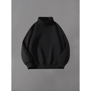 Women's Solid Drop Shoulder Half Zip Up Funnel Neck Sweatshirt, Casual Long Sleeve Pullover for Fall & Winter, Women's Clothes for Daily Wear