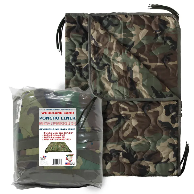 ACM Poncho Liner | MADE IN USA (Woodland Camo) | Woobie Blanket | Insulated Thermal Camping Blanket | Outdoor, Survival, Portable, Water Resistant