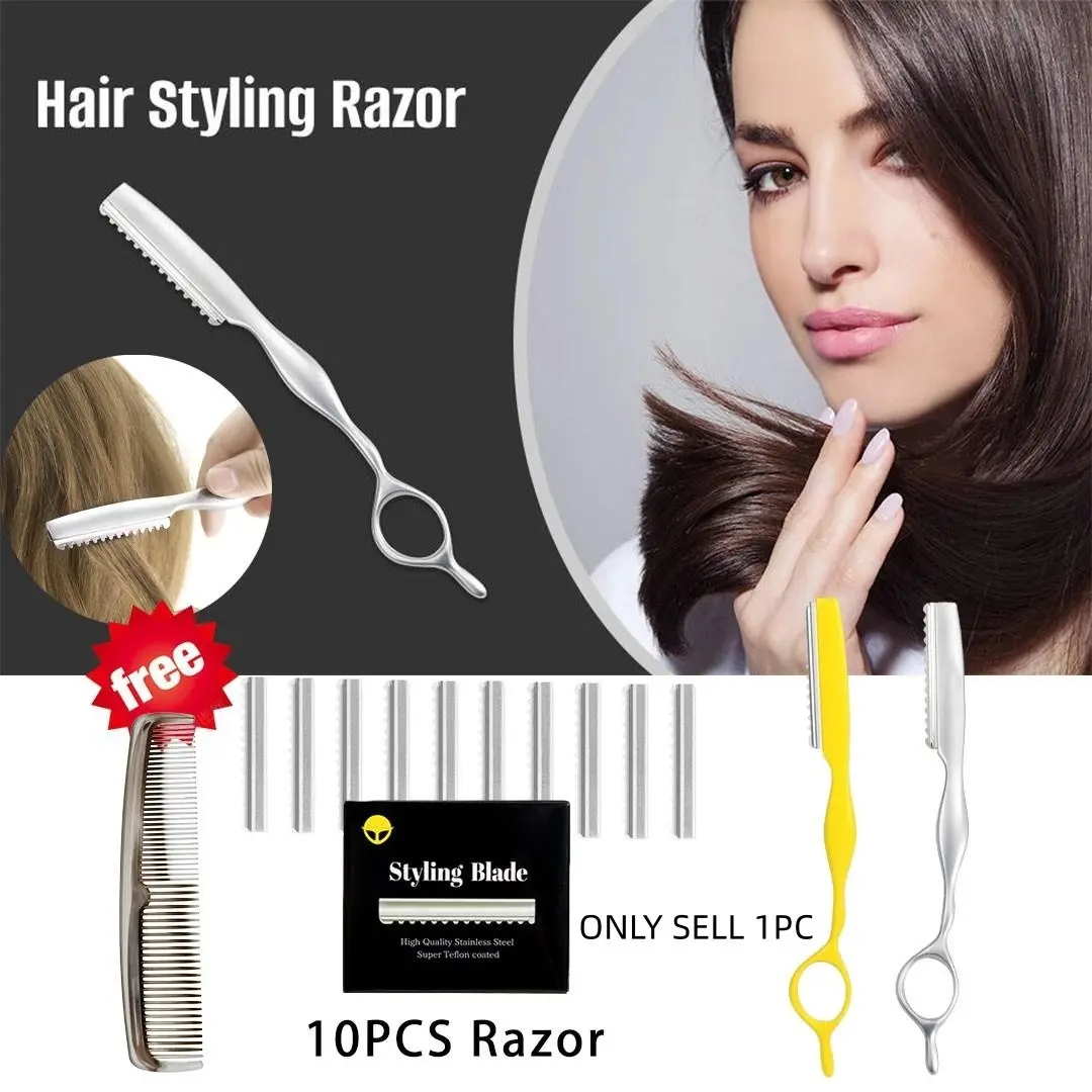 The Professional Razor ＆ Comb For Hair Cutting, Thinning, Layering, Texturizing And Feathering - The Stylist And  Barber Razor Tool, Hair Styling Tools, Hair Cutting Accessories, Barber Supplies, For Salon And Home Use, Salon Equipment - 3 - Piece Set