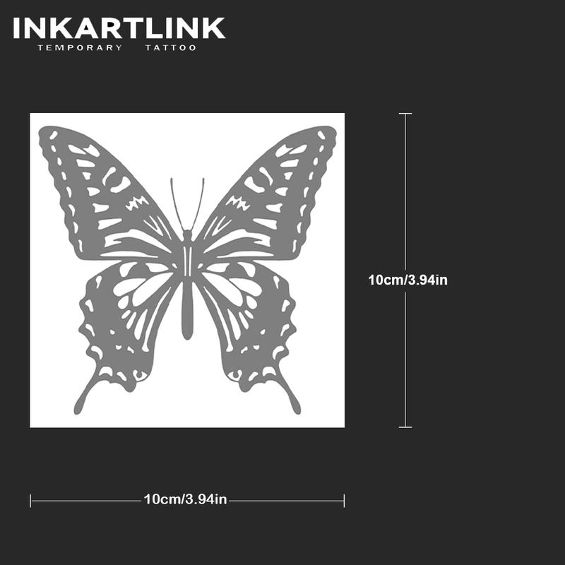 INKARTLINK Tattoo Tech, 2 Sheets Semi-Permanent Temporary Tattoos ,Ink Butterfly,Adult Art Design,Lasts 1-2 Weeks, Waterproof, Realistic Look, No Adhesive, No Reflection,For Man And Woman,Ideal for Swimming, Party