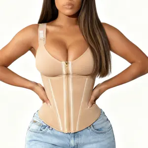 Corset For Women Sport Workout Body Shaper Vest Postpartum Gym Zipper Hooks Basic Builtin Bra Faja Waist Trainers Full-Figure Tummy Control Shapewear Womenswear faja body shaper fajas para mujer