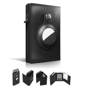 Smart Wallet Card Holder, Portable Leather Wallet - Slim, Carbon Fiber, Minimalist - 9-14 Card Capacity | ID Window | Cash Slot for Men and Women