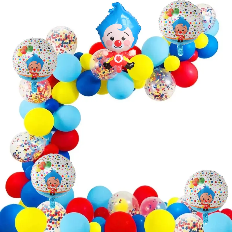 98pcs Cartoon Clown Arch Garland Kit - Balloons for Balloon Arch, Foil Number Globos, Latex Air Pieces, Clownarch-0, Kids’ Baby Shower Birthday Party Home Decor Supplies, Anniversary