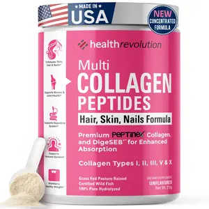 Health Revolution Multi Collagen Protein Powder 210g - Types I II III V X Collagen Peptides for Skin Hair Beauty Nails Joints - Easy Mix - 99% Absorption - Made in USA - Healthcare Fitness Supplement