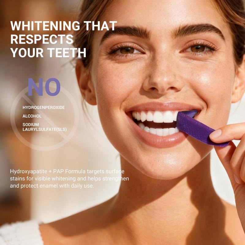【CEELIKE】 Purple Teeth Whitening Strips  With Free Cheek Retractor - 7/21 Whitening Sessions -Nano-Hydroxyapatite Safe for Enamel - Non Sensitive Teeth Whitening - Peroxide-Free