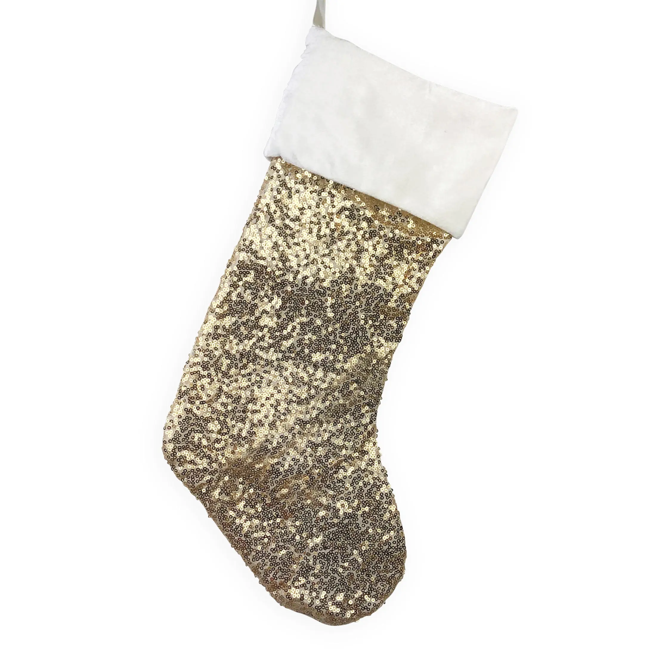 Giftsforyounow Gold Sequin Christmas Stocking  Glamorous Holiday Fireplace Decoration  Sparkly Christmas Mantel Accent