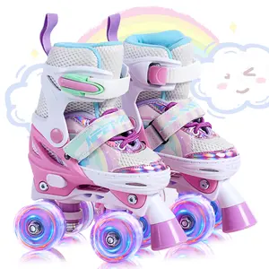 Adjustable Quad Roller Skate Collection for Indoor Outdoor Use, Light Up Wheels, Safe and Comfortable Skating Shoes with Colorful Design, Ideal for Beginners, Smooth Ride and Stylish Look for All Skill Levels