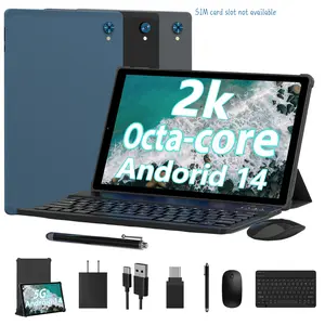 POWMUS 10.3-Inch 2K Ultra HD Tablet Android 14 Face Unlock 8000mAh Long Battery WiFi Only with Keyboard Mouse Case Stylus Pen