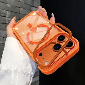 Luxury lens-protecting transparent magnetic wireless charging phone case, with camera lens protection, compatible with iPhone 17/16/15/14/13/12, shockproof and drop-resistant, a perfect gift for friends and family