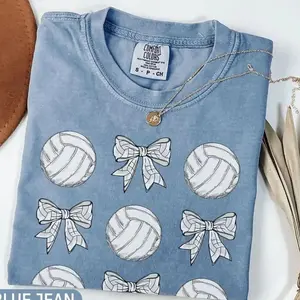 Comfort Colors Coquette Volleyball Shirt, Volleyball Mom Shirt, Volleyball Gifts, Womens Volleyball Bow Tshirt, Cute Volleyball Lover Gift