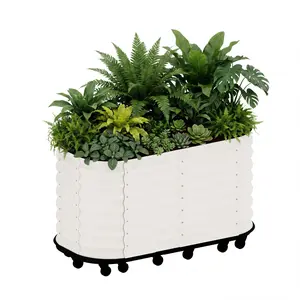 Mobile Galvanized Steel Raised Garden Bed with Self-Watering Reservoir, Rolling Planter Box on Wheels for Indoor & Outdoor Herbs, Vegetables & Flowers