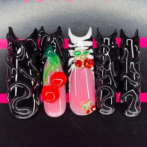 Black Cherry Deluxe Long Acrylic Press On Nails