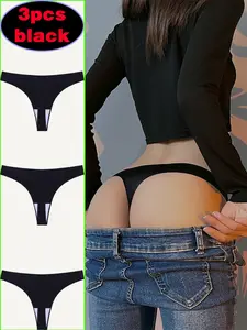 3/6pcs Women's Thong Panties - One-Piece Seamless,   Low Waist Underwear Fit | Nylon Spandex Blend, Stretchy & Breathable | Perfect for Yoga, Sports, Lounge & Home |  Butt-Lifting, Invisible Under Tight Clothes