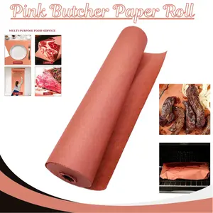 Pink Butcher Paper Roll 12” x 60’ – Unwaxed, Bleach-Free for Smoking Meat, Brisket, Crawfish Boil, Table Runner, Easter Gift Wrapping & Party Supplies