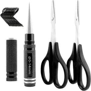 RC  Reamer 0-14mm Hole Puncher with Sleeve & Curved & Straight  & 8 count  Clips Set   Mounting for RC   Plastic  Shell Cover Hobby Repair Tools (Black)