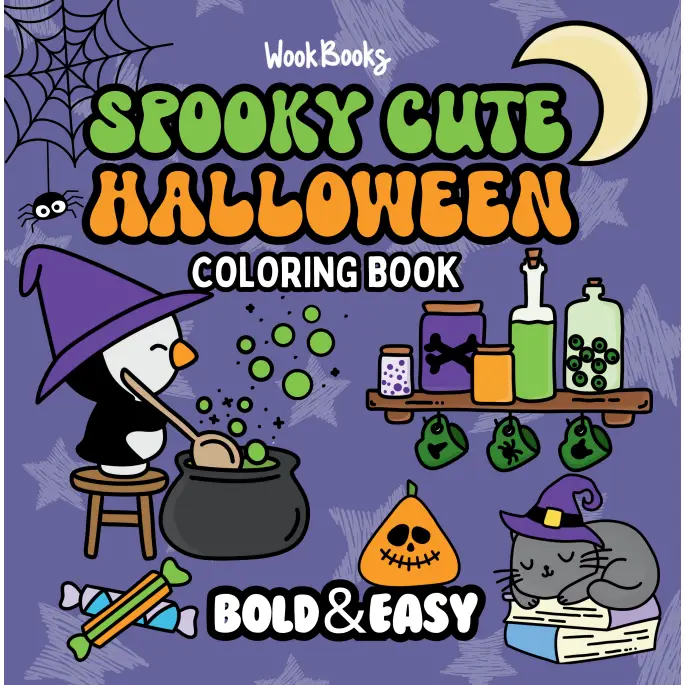 Spooky Cute Halloween Coloring Book & Reusable Protective Sheet by Wook Books