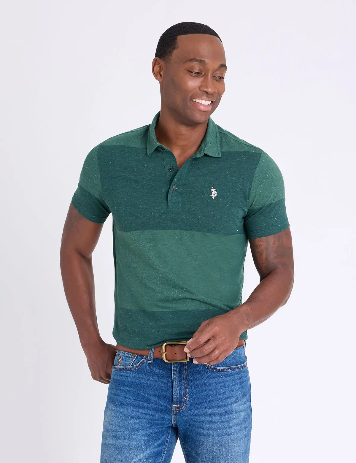 WHITE LABEL YARN DYE STRIPE JERSEY POLO SHIRT