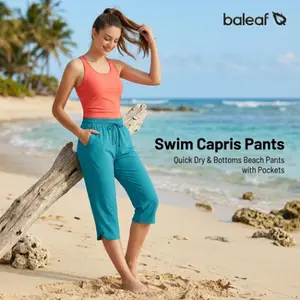 baleaf Women's Swim Capris Pants 18" Quick Dry Modest Swimsuits UPF 50+ Bathing Suit Bottoms Beach Pants with Pockets [PC:bfs015]
